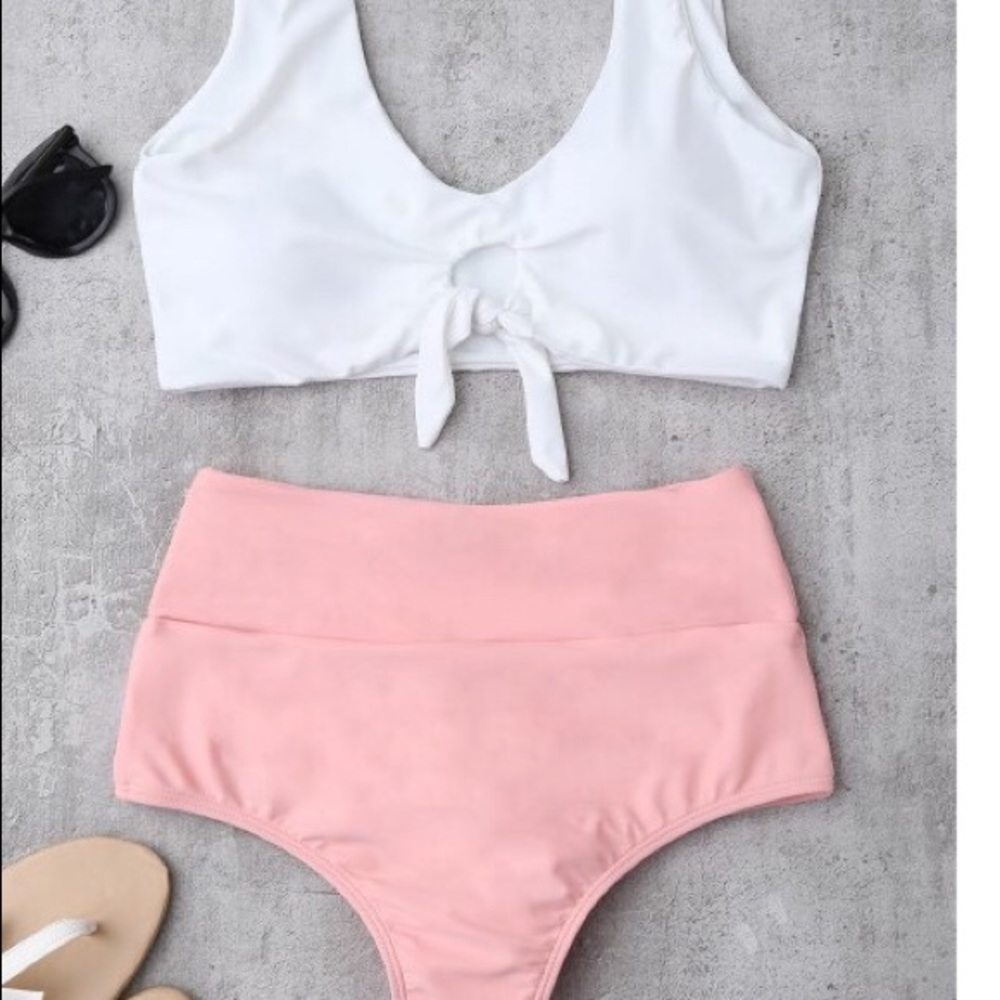 Knotted High Waisted Zaful Bikini Swimsuit
